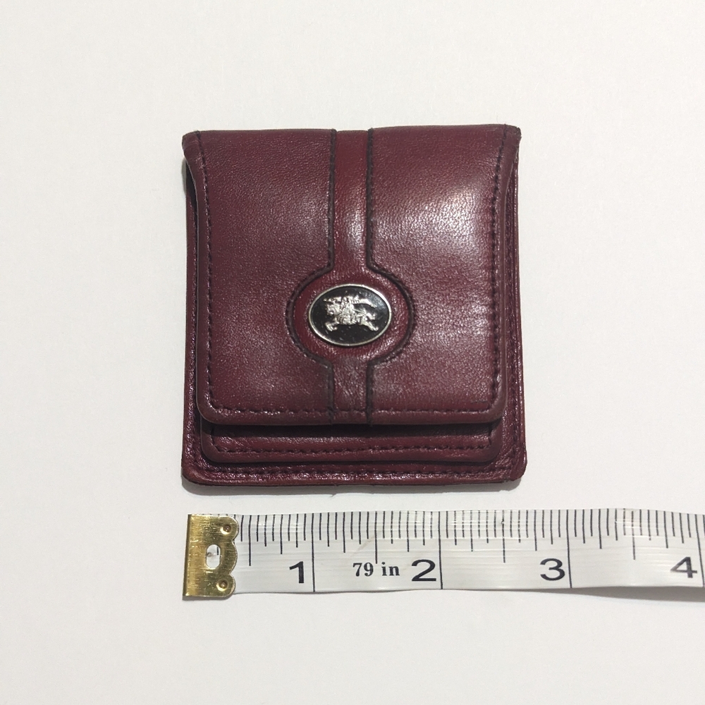Burberry Vintage Burgundy Leather Coin Purse W/ Silver Signature Accent - Picture 10 of 13